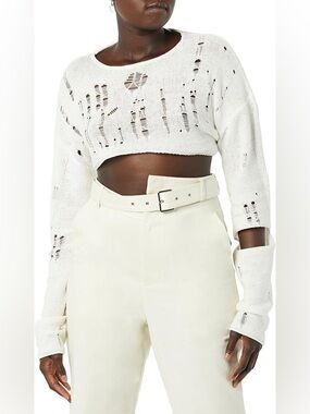 Maison Blanche All Gender Knitted Distressed Cropped Sweater Unisex Fashion